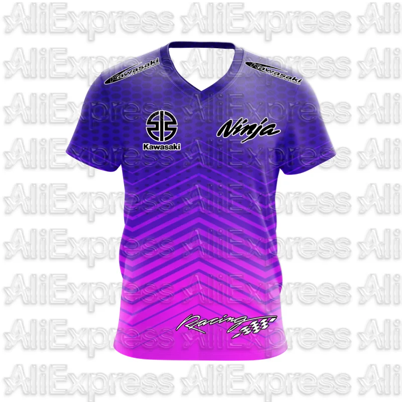 

MOTO 2025 Summer New Men's Motorcycle T-shirt Kawasaki Logo 3D Printed Casual Short Sleeve Breathable T-shirt Fashionable Trend