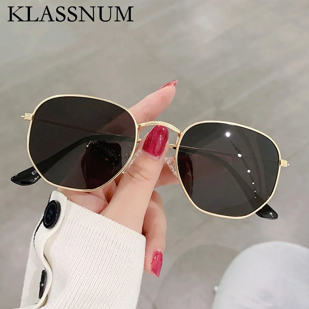 KLASSNUM Men Luxury Sunglases Classic Square Metal Frame Sun Glasses Brand Designer Retro UV400 Shades Women Eyewear 2024 New