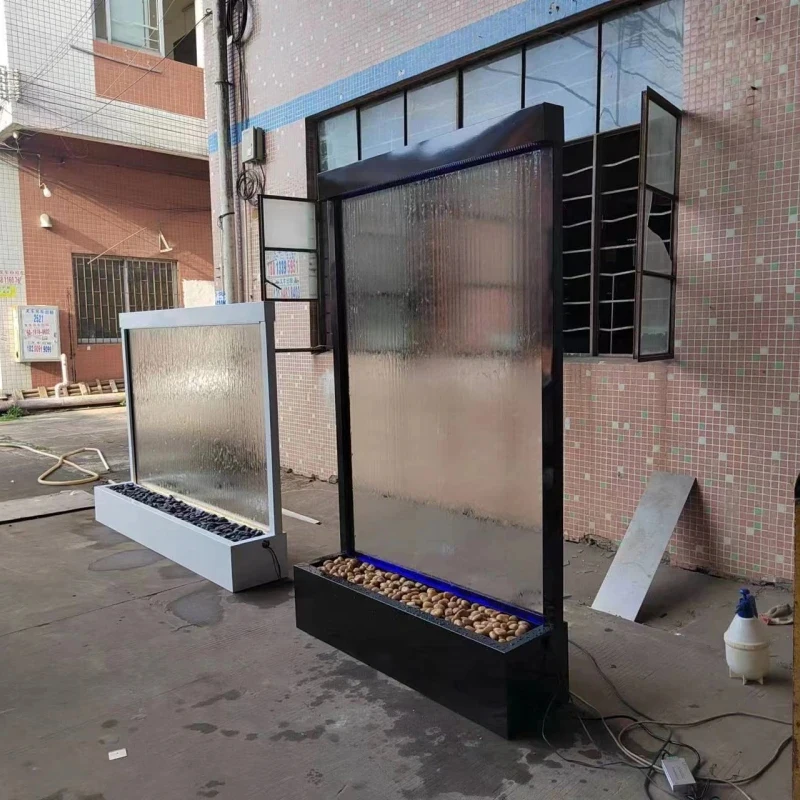 custom.Hot Sale Customized Tempered Glass Restaurant Lounge Decoration Stainless Steel Indoor Led Bubble Fountain Wall Mue