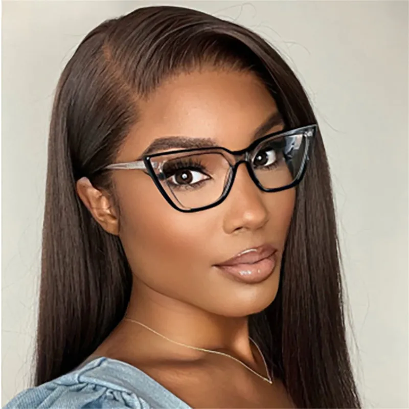 2022 Fashion Cat Eye Transparent Gradient Frame Anti Blue Light Protection Computer Reading Glasses Women Plus Point Sight 0~+6