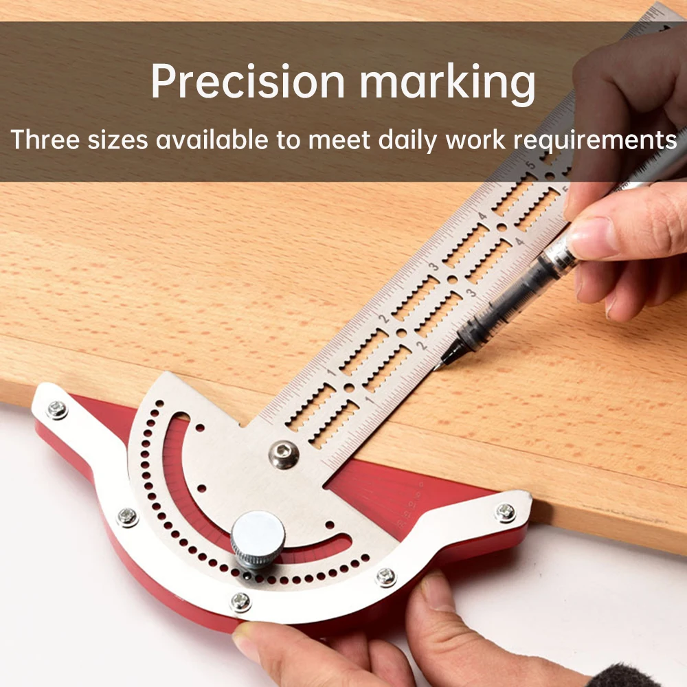 10/15/20 Inch Woodworking Ruler Protractor Multi-angle Free Adjustment Precision Carpenter Measuring Tool Woodworkers Edge Ruler