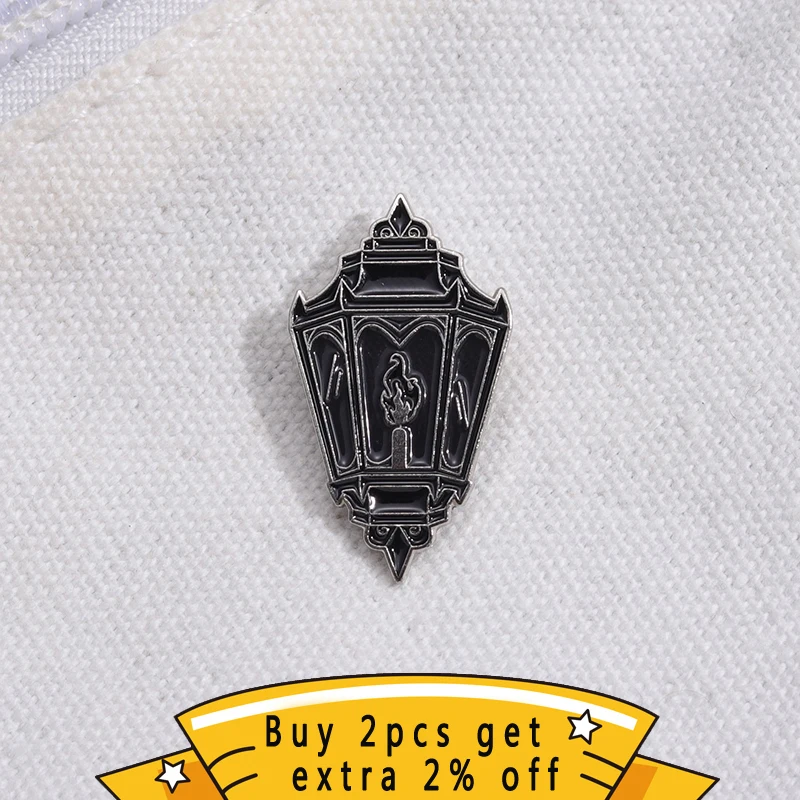 Gothic Horror Candle Lantern Enamel Pins Custom Halloween Weird Flame Brooches Lapel Badges Easter Jewelry Gift For Kid Friends