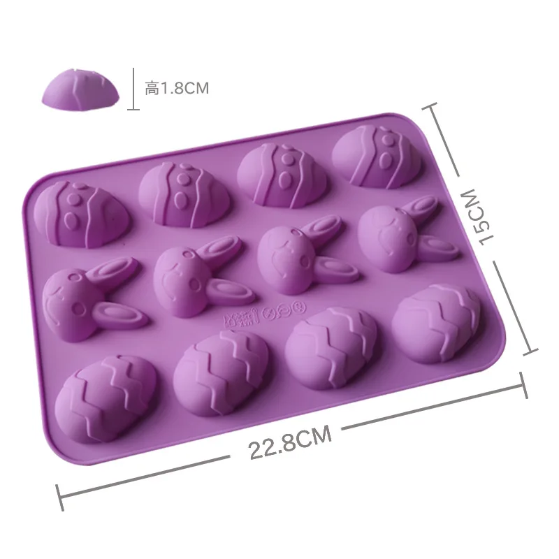 

Easter Silicone Mold Rabbit Colored Egg Chocolate Cake Mold Holiday Decoration Baking Tools Manual Soap Mould