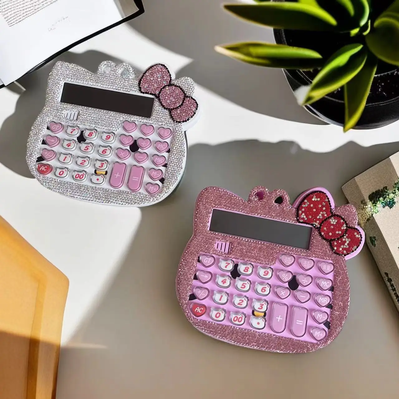

Solar Calculator with Dual Power Supply Bling Diamond Electronic Calculator Portable Desktop Computer Student Accounting Tool