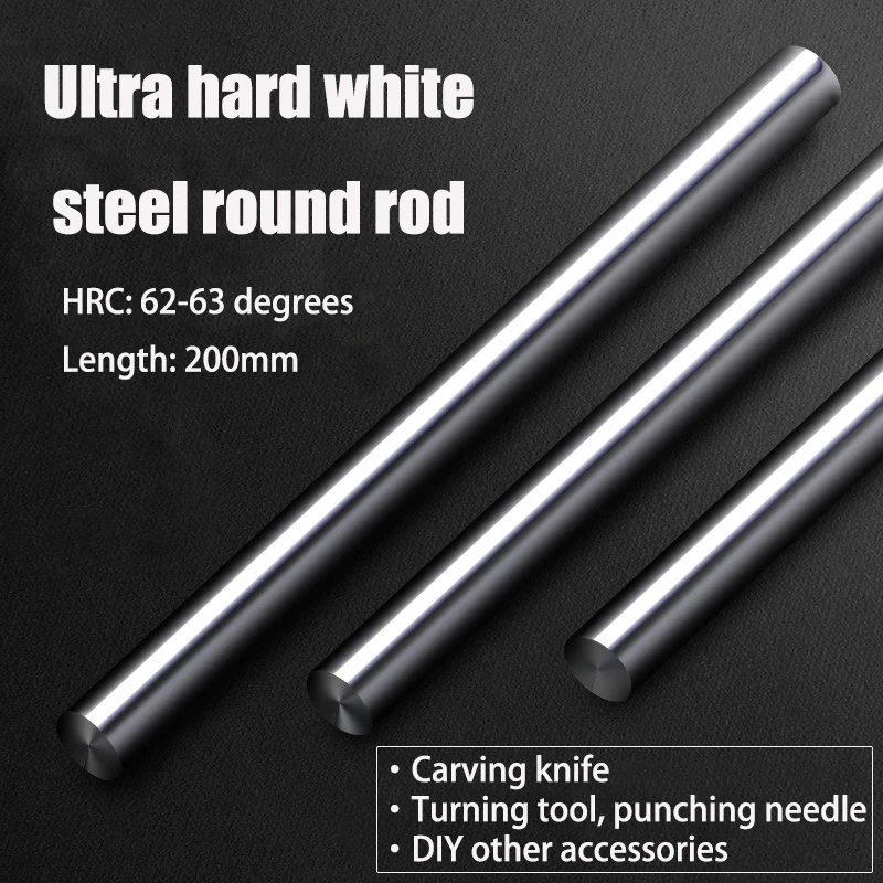 1Pcs Diameter 7mm-23mm HSS White Steel Solid Round Rod Precision CNC Cutting Turning Lathe Tool Bar Hardened Steel Length 200mm