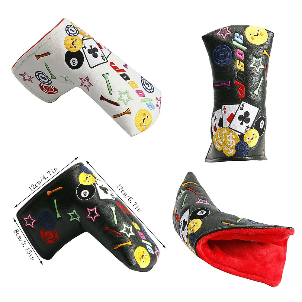 Poker Fun Series Golf Mallet Putter Cover Magnet Money USA Dollar Design Leather Headcovers Waterproof Golf Club Head Cover