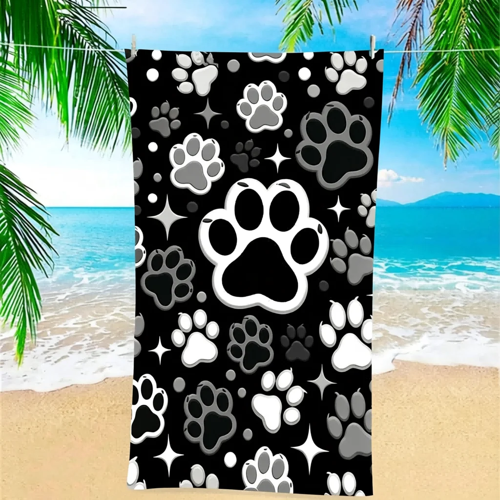 1 pc Dog Paw Beach Towel,  Soft Odor-free Durable Towel, Ideal for Swimming Camping Bathing, Beach Pool Travel Daily Essential