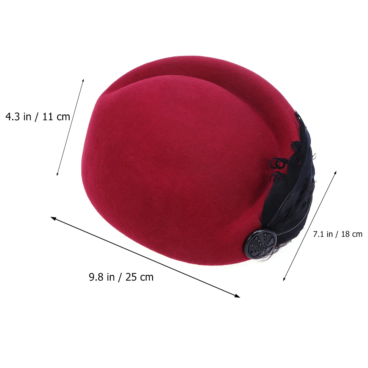 

Women Stewardess Hat Wool Flight Attendant Costume Air Hostess Retro Band Wine Red Cosplay Party Performance Prop