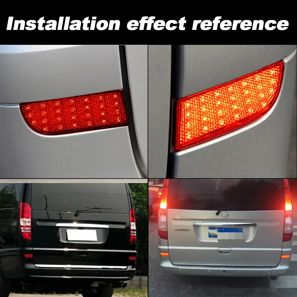 2pcs LED Shocks Rear Bumper Reflector Spotlight Fog Tail Brake Lights for mercedes benz Vito Viano W639 2003-2014