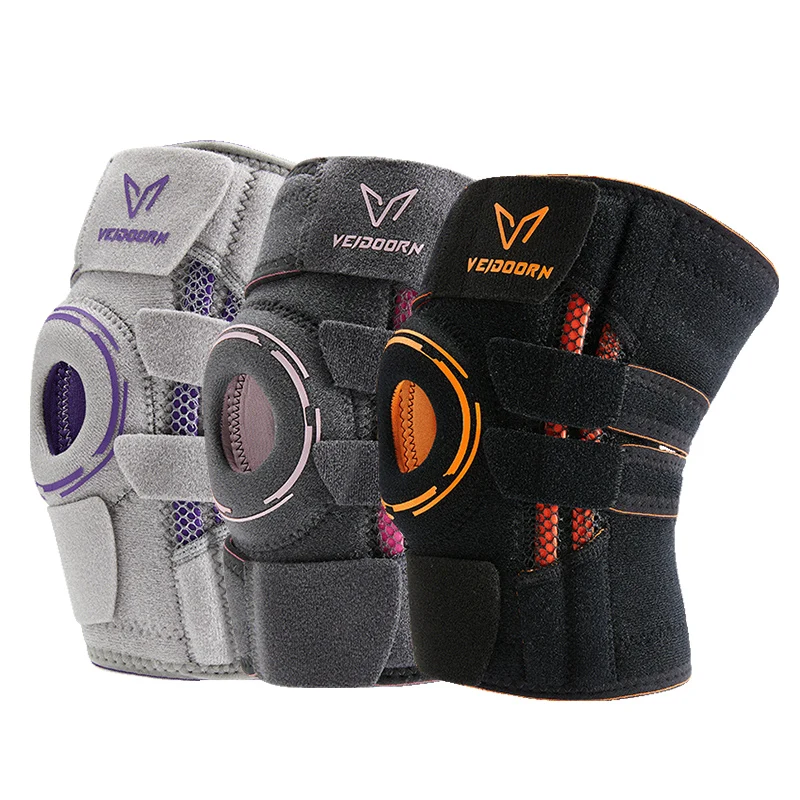 Veidoorn Mountaineering Knee Pads with Side Stabilizers Adjustable Straps for Enhanced Stability Knee Brace for Running Workout