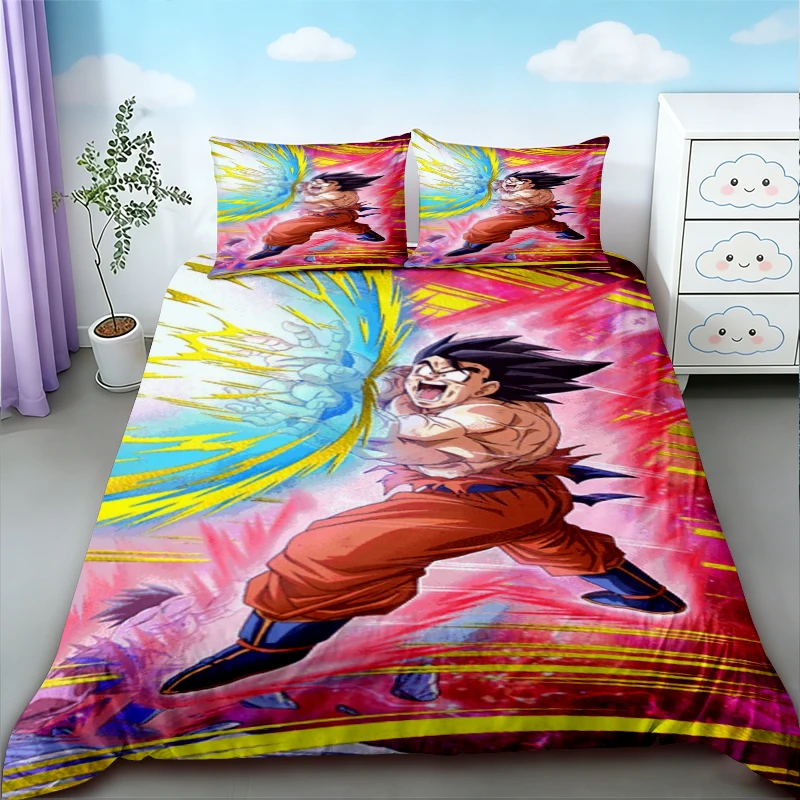 

Dragon Ball Duvet Cover Set Goku Cartoon Bedding Set Soft and Comfortable for Children Bedroom Decor Queen King Size