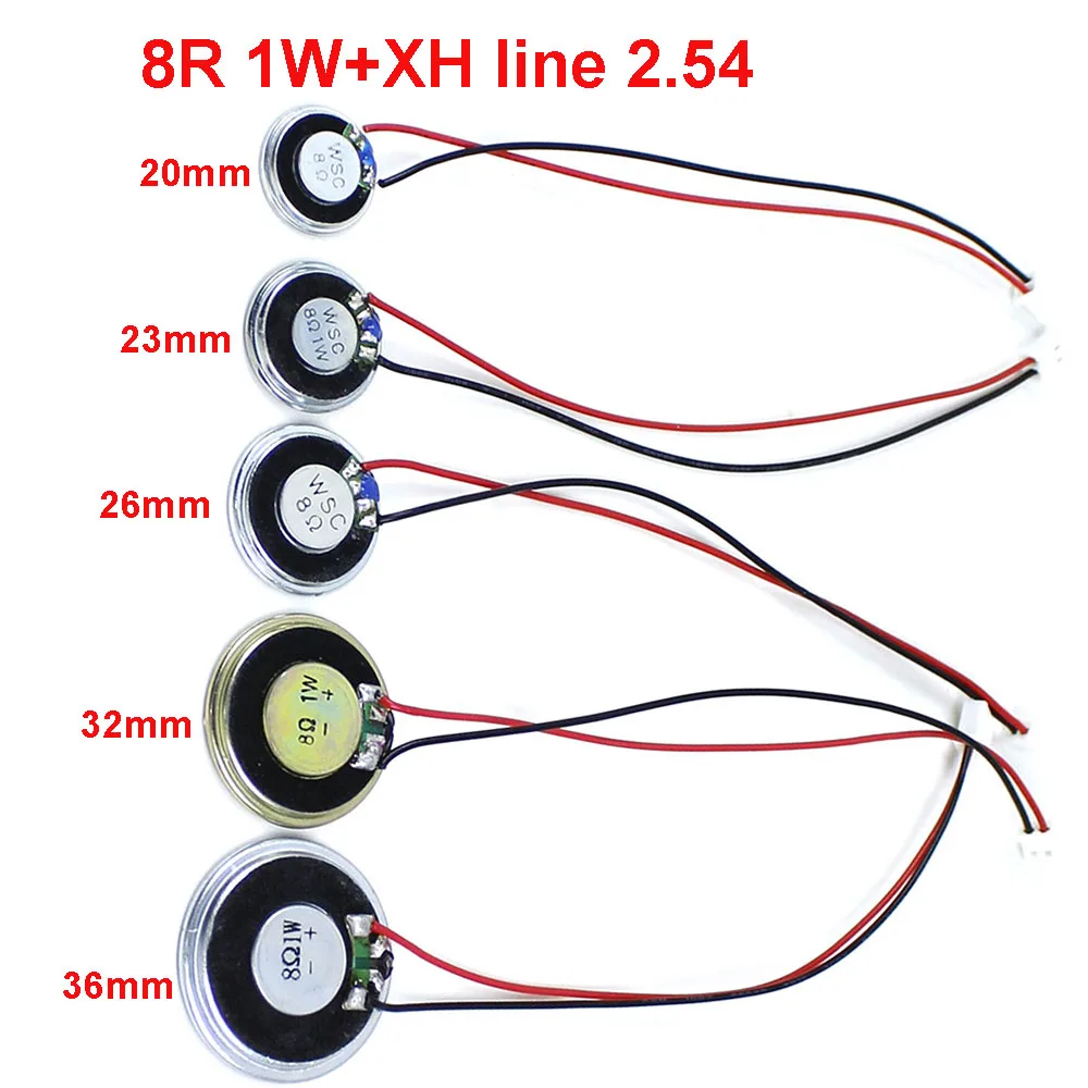 2PCS Ultra thin speaker 8R 32R 0.5W 1W 2W diameter 20 23 26 28 30 32 36 40 50 MM With XH Line 2.54 Terminal