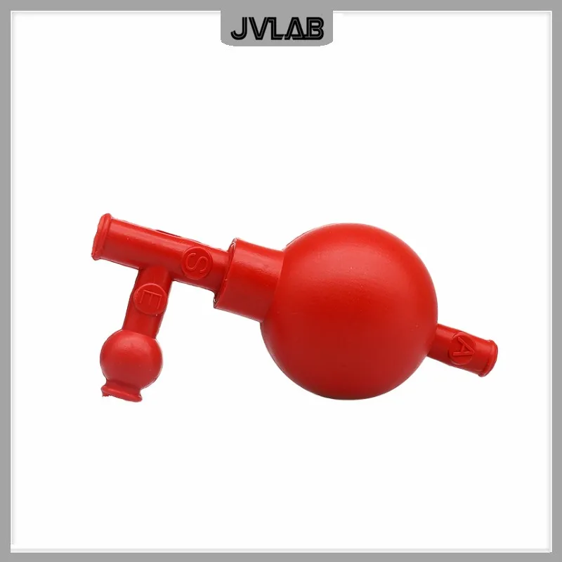 Pipette Fillers Laboratory Rubber Suction Ball Three-way Safe Red Rubber Suction Bulb for Graduat Pipette Quantitative Pipetting