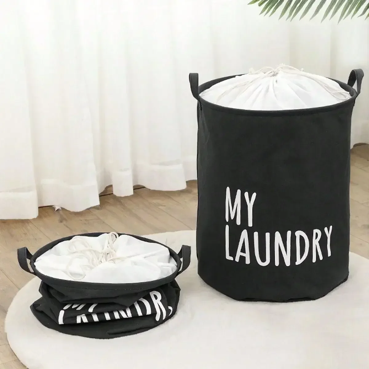 

Collapsible Drawstring Laundry Basket Large Capacity Waterproof Basket Family Bathroom Laundry Hamper Baskets Foldable box Gym