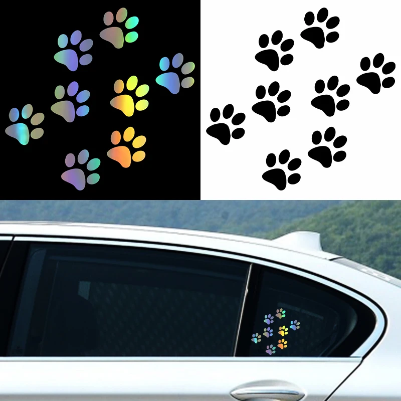 Adesivo de vinil com estampa de pata de gato, 11.4x11cm, decalque para motocicleta, acessórios de decoração externa, design engraçado e fofo, à prova 