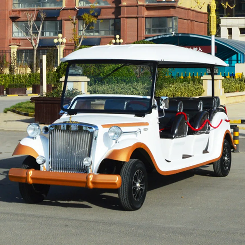 Powerful Hot-Selling 3-Row Sightseeing Classic Car 7KW AC Motor 2/4/6 Seats Multi-Color Light Flashing Electric Golf Cart