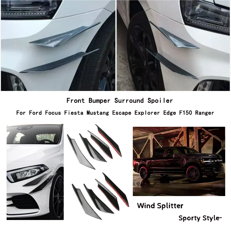 4pcs Car Front Bumper Lip Body Spoiler Canards For Ford Focus Fiesta Mustang Escape Explorer Edge F150 Ranger