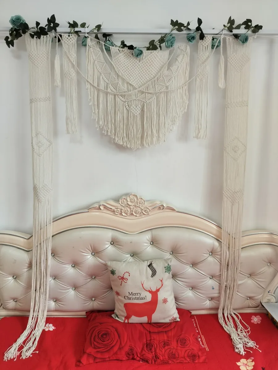 

Heart Pattern Macrame Tapestry Handwoven Macrame Headboard Boho Chic Wedding Backdrop Large Long Wedding Arch Decor Xmas Gifts