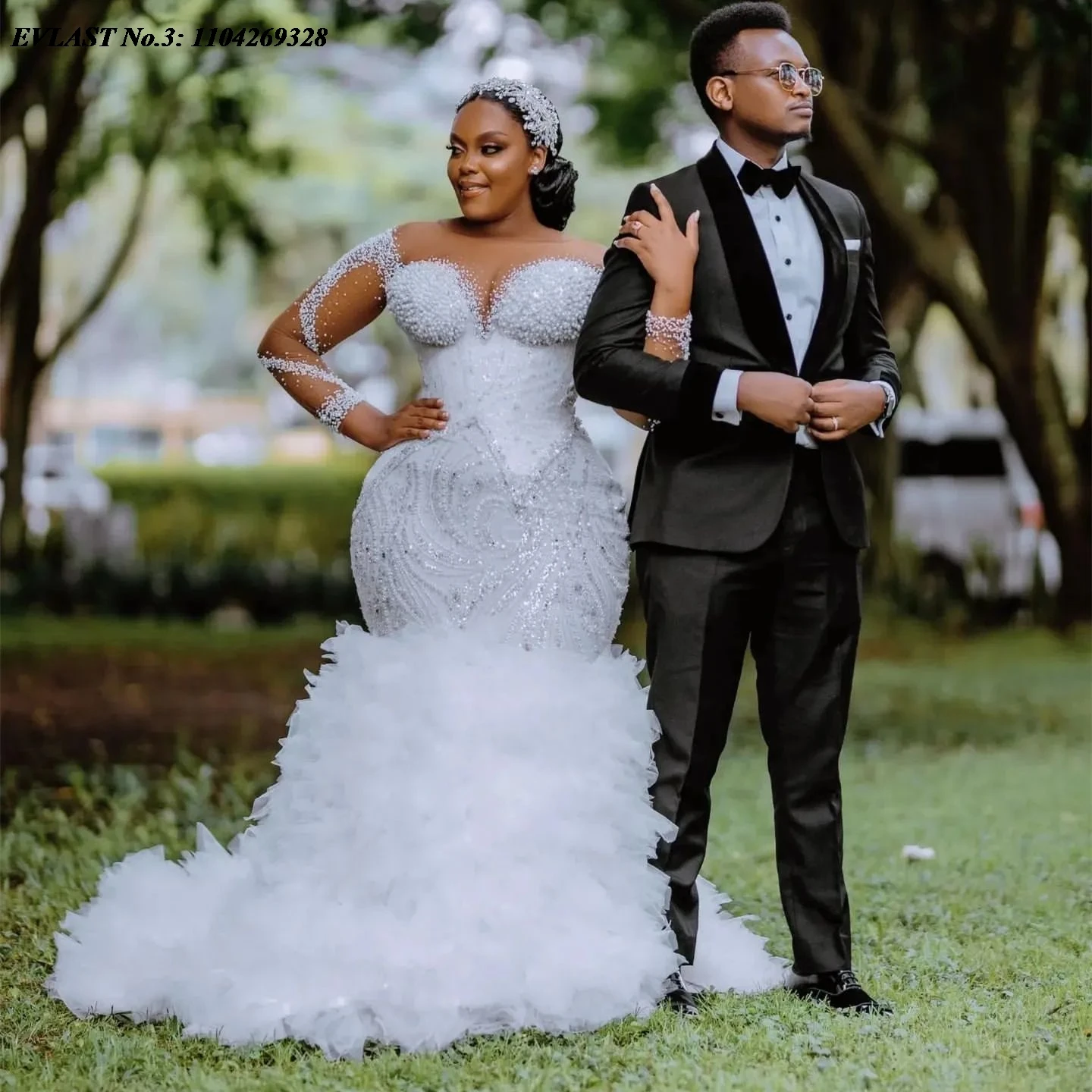 EVLAST Customized 2026 Mermaid Wedding Dress Sweetheart Long Sleeve Beading Lace Applique Bridal Gown Vestidos De Novia E3W31