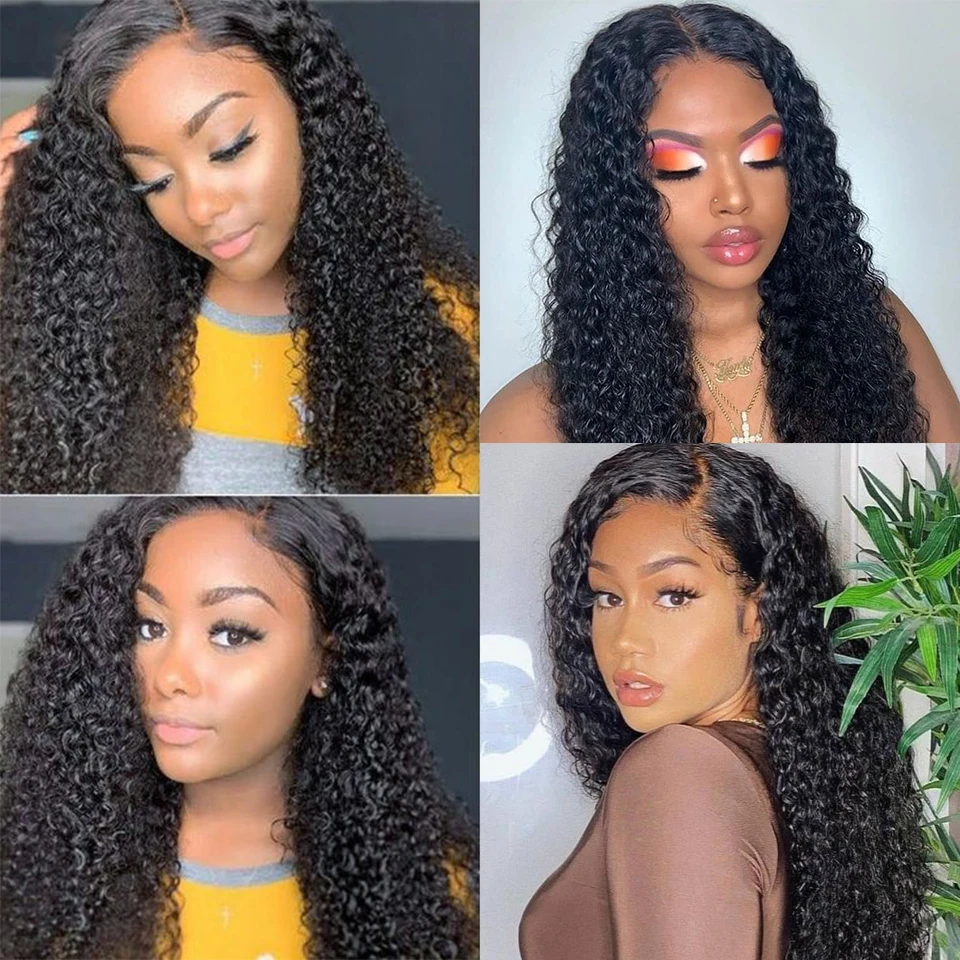 Perruque Lace Frontal Wig frisée brésilienne naturelle, cheveux frisés bouclés, 13x4, 4x4, 30 pouces, partie libre, 150% de densité, pour femmes