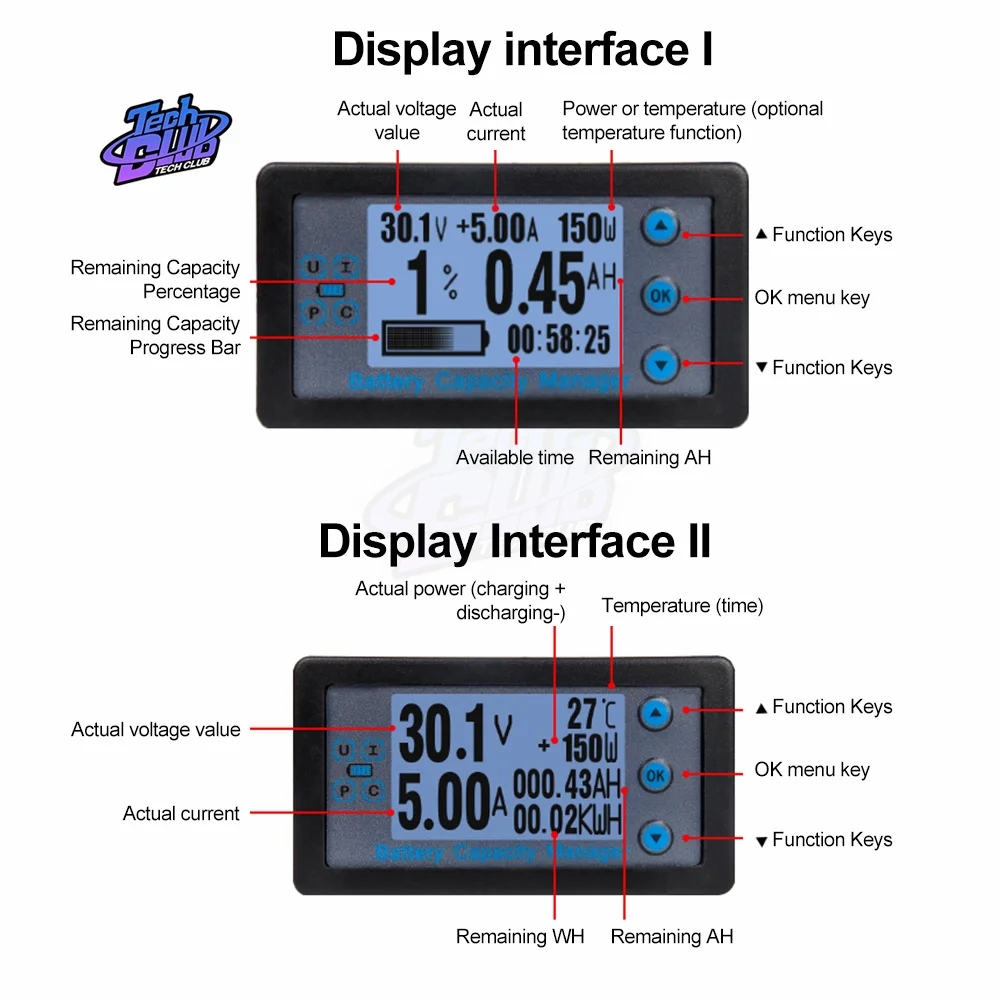 VA9210 DC8-120V Digital Voltmeter Ammeter Battery Indicator Tester Hall Coulomb Meter Power Detector Energy Meter