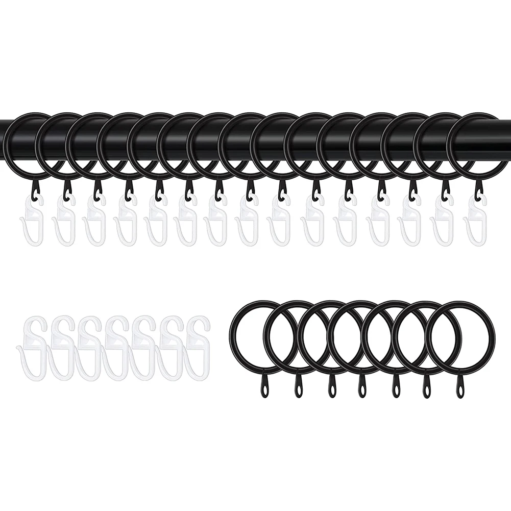 Metal Curtain Rings Hanging Hooks Heavy Duty 10 Set For Curtains Rods Pole Voile Brand New High Quality Material