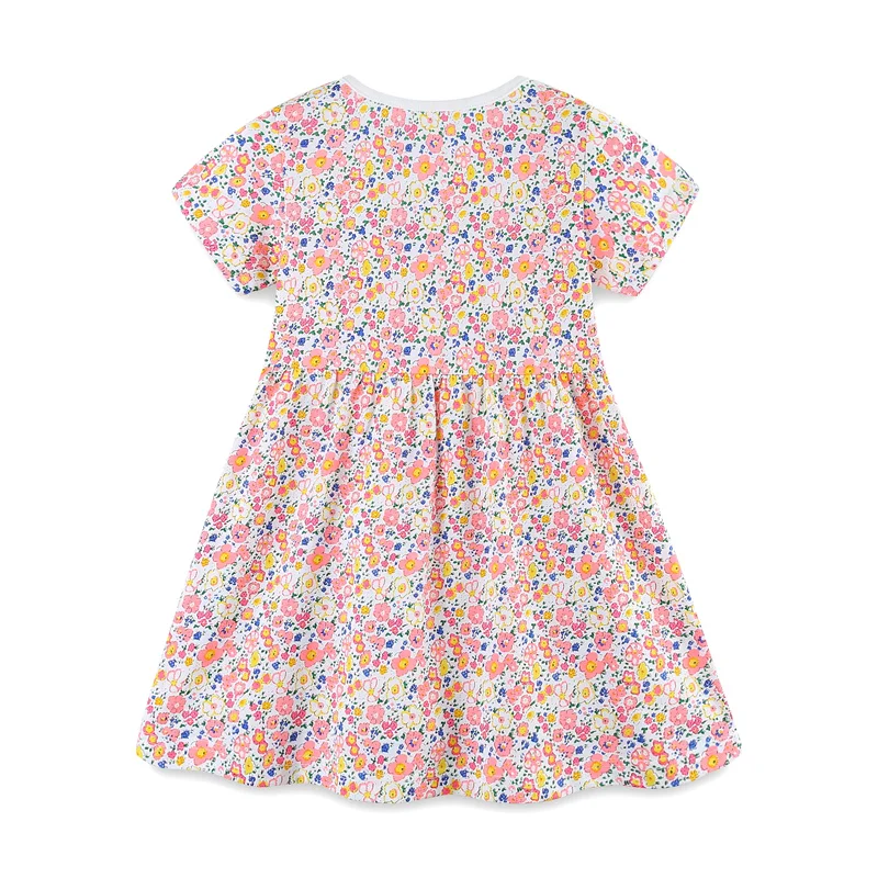 2-7T Jumping Meters Princess Dresses Summer Girls Party Dress Flowers Children's Short Sleeve Dresses Frocks Toddler Wear