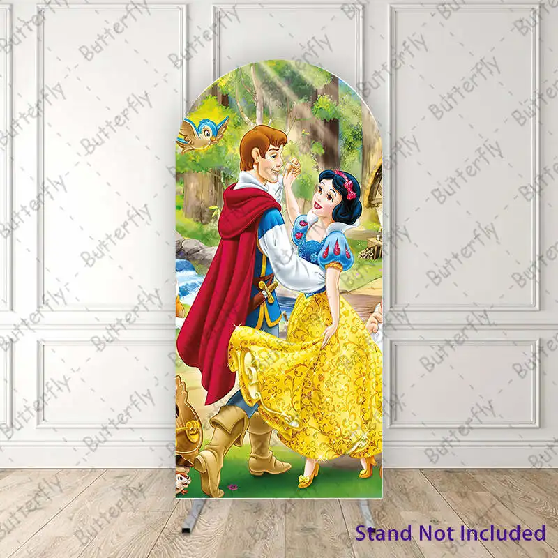 

Dance Prince Snow White Blue Bird Disney Princess Fairy Forest Arch Backdrop Cover Girls Birthday Party Background Decoration