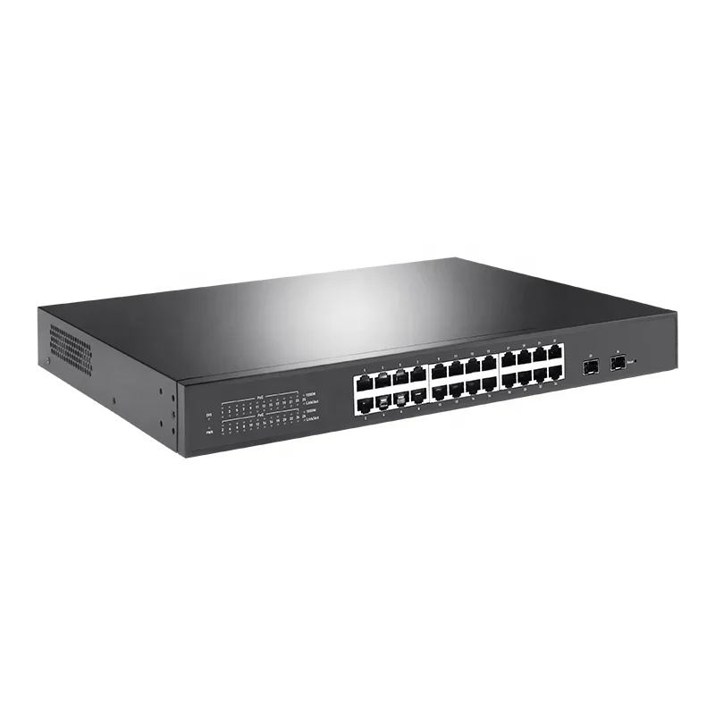 24-Port Gigabit Ethernet Easy Smart Managed PoE+ Switch with 2 SFP Ports