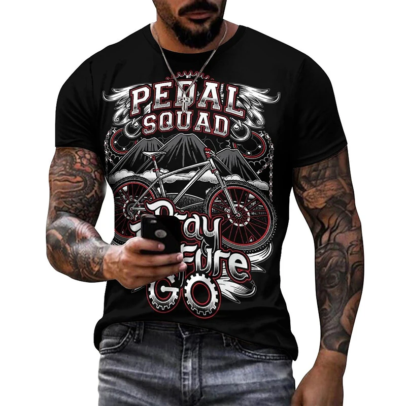 Bike Vintage Sport Bicycle 3D Printed T Shirt For Men O Neck Short Sleeve Black T-shirts Homme Streetwear Quality Male T Shirts