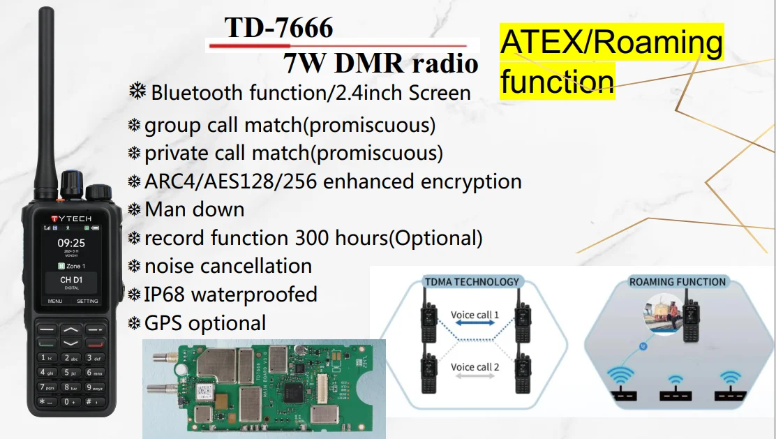 TYT TD-7666 ATEX Explosion-proof Walkie Talkie 8W GPS Tracking Dispatch Software Portable DMR Two Way Radio Walkie Talkie