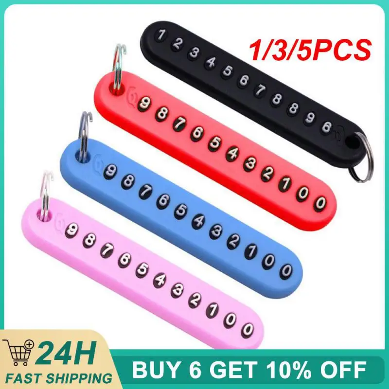1/3/5PCS Fashionable Vehicle Phone Number Card Easy To Install Car Interior Keychain Decoration Auto Parts Vehicle Keychain