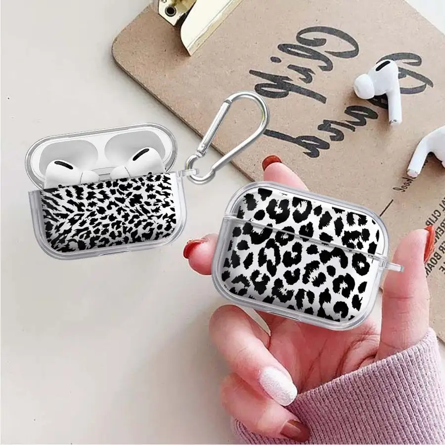 Schutzhülle mit Leopardenmuster für Airpods Pro 2 3 Pro2 4 Pro3 1, transparente Kopfhörerhülle