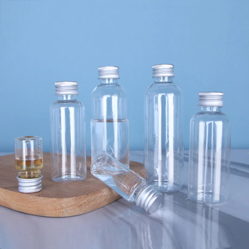 5ml 10ml 30ml 50ml 100ml Plastic Bottle Aluminum Cap Transparent Lotion Sample Bottle Empty Cosmetic Container for Travel