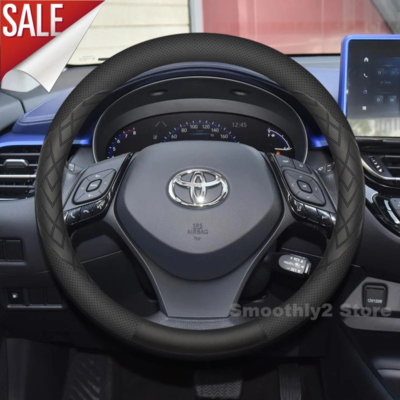 Leather Car Steering Wheel Cover For Toyota C-HR Crown Sports 2016-2024 2025 Non-slip Auto Steering Wheel Toyota CHR Accessories - Image 4
