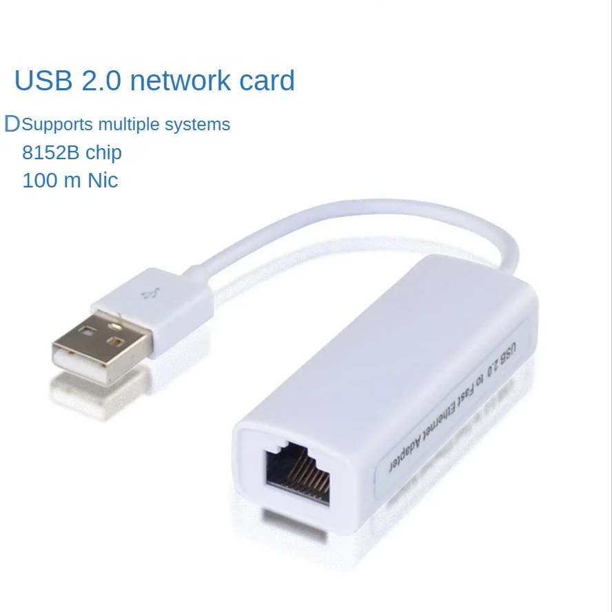 USB LAN Network Card White Color, Chip 8152 Mini USB 2.0 To RJ45 LAN Ethernet Network Adapter for PC, Laptop, Tablet