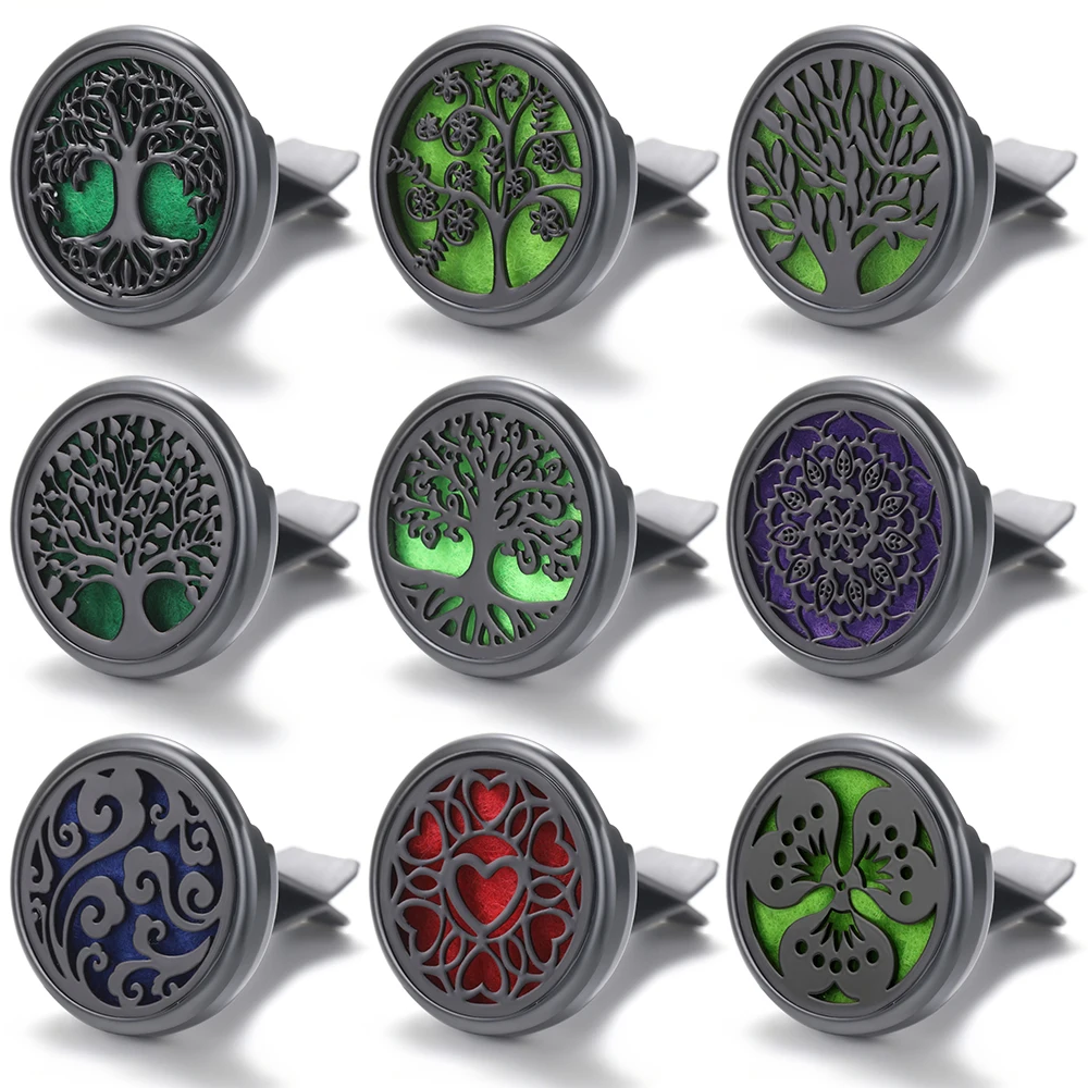Tree of Life Car Air Freshener Vent Clip Aromatherapy Essential Oil Diffuser Perfume Locket Auto Interior Accessories Decoration