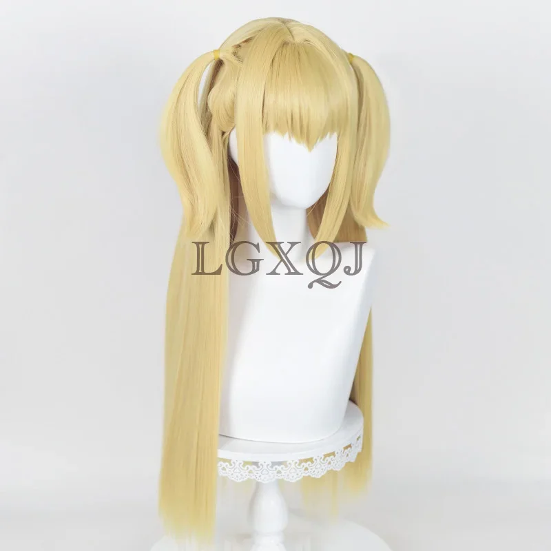 Misa Amane Anime Cosplay Perruques pour Femme, Or, Jaune, Chaleur, Degré, Cheveux, ix, Bonnet, En Stock