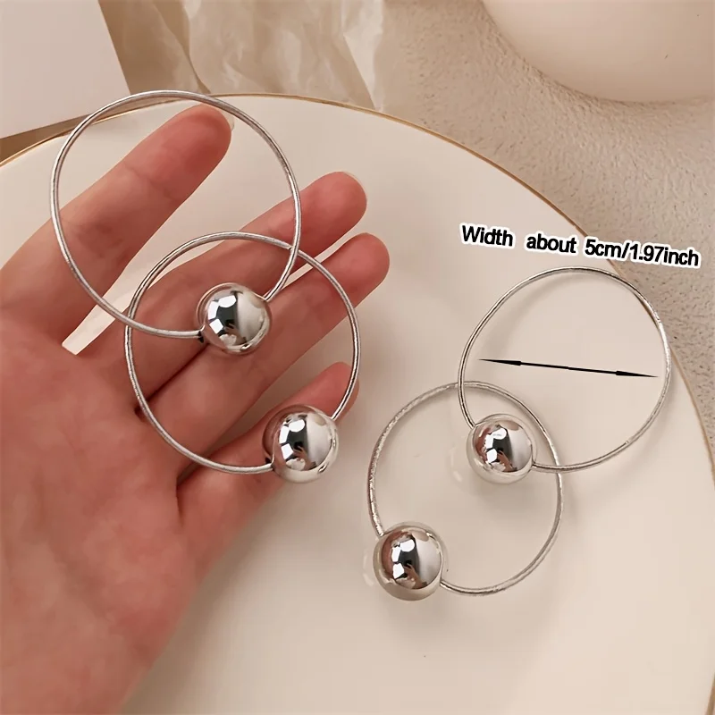 مجموعة من 4 قطع من عصابات الرأس المرنة ذات الكرة الذهبية والفضية فائقة السطوع، حلقات شعر بسيطة على الطراز الكوري على شكل ذيل حصان