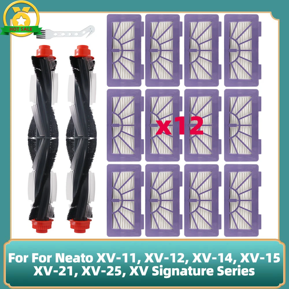 For Neato XV-11, XV-12, XV-14, XV-15, XV-21, XV-25, XV Signature Series Vacuum Cleaner Roller Main Brush Hepa Filter Parts Spare