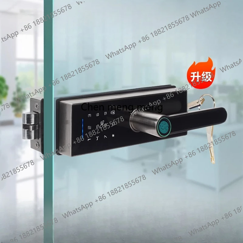 Office single glass door fingerprint lock partition with frame handle smart combination lock