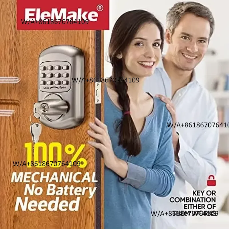 Bravex Durable Keyless Deadbolt Keypad Entry Password Door Lock Zinc Alloy Shabbos Lock-No Risk Waterproof Anti-Theft Silver