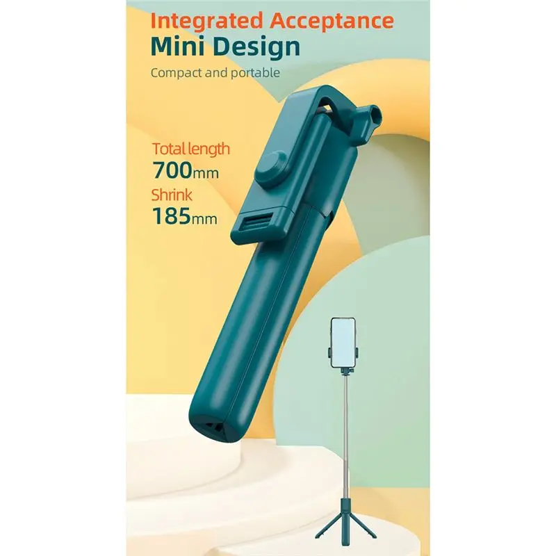 A33T Selfie Stick Tripod Stand with Remote Shutter for Android Phone Live Broadcast Foldable Extendable White