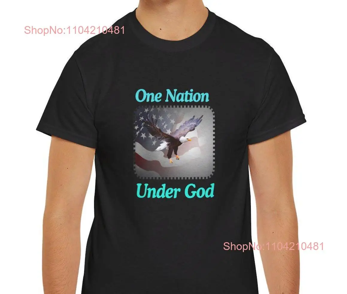 One Nation Under God Bless America USA United States Of Red White Blue Bald Eagle National Bird Symbol Heavy Cotton T Shirt