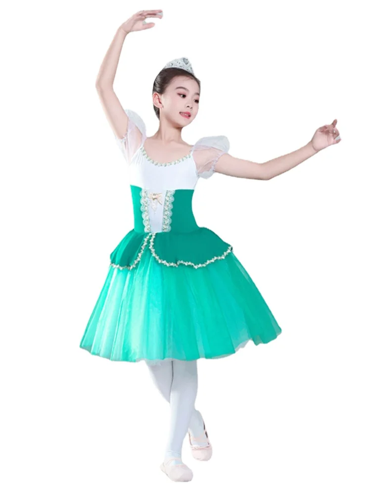 Children's Ballet Performance Dress Swan Lake TUTU Skirt Bubble Sleeve Girl Princess Skirt Fluffy Skirt Leotardos Ballet Nina