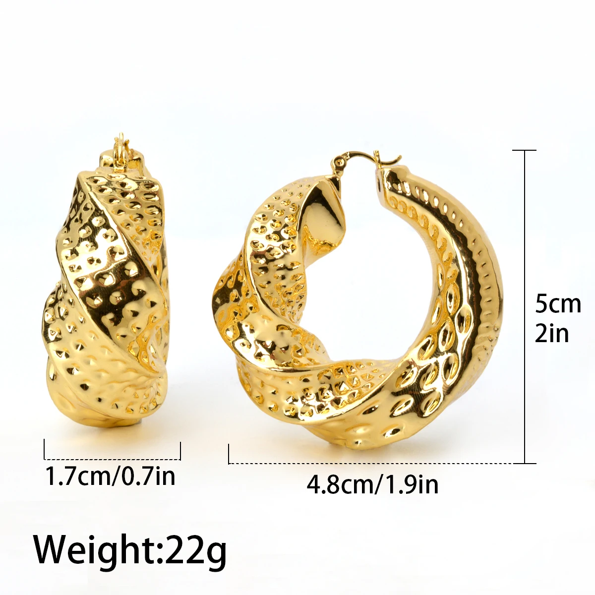 Gothic Big Chunky Dangle Earrings Hight Quality Gold Plated Geometry Hoop Earring For Women Girl Fashion Statement Jewelry Gifts