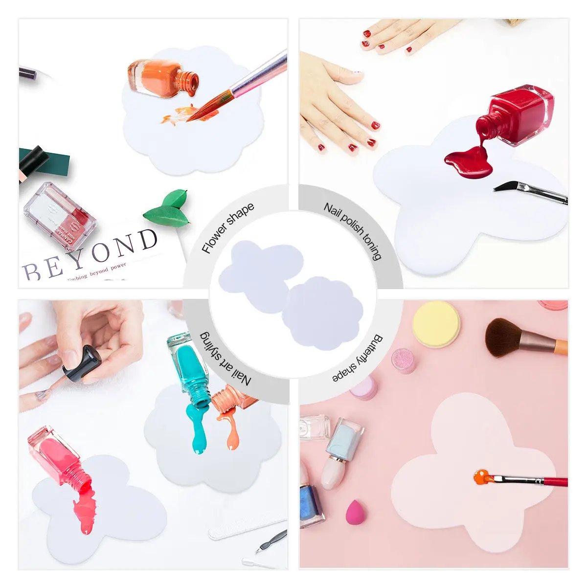 3pcs Silicone Nail Art Mixing Palette Professional Paint Tray For Diy Craft Reusable Transparent Painting Palette