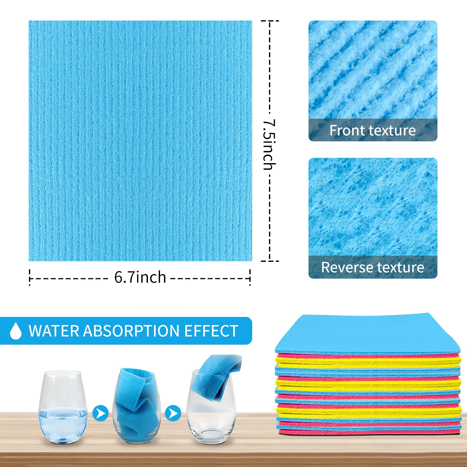 Absorbent Wood Pulp Cotton Cleaning Cloth Kitchen Sponge Dish Rags Cellulose Household Cleaning Cloths for Kitchen