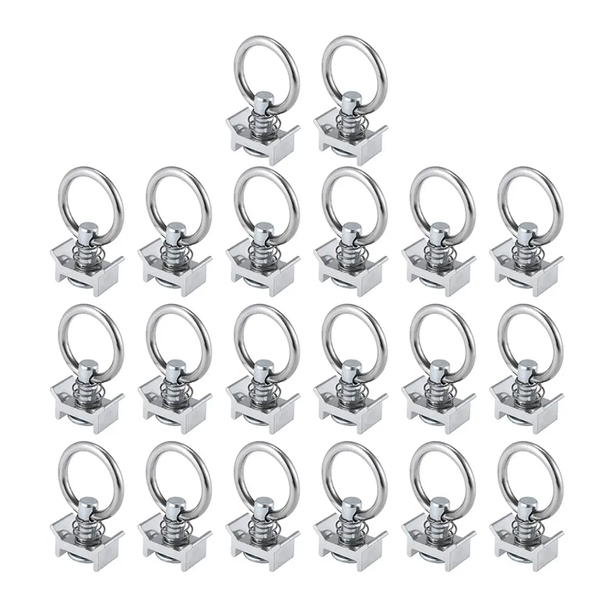 HITL L Track Single Stud Fitting 4,000LB Capacity with Round Ring Aluminum Keeper , Pack of 12