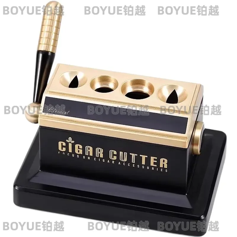 Premium Guillotine Cigar Cutter 3 in 1 Flat V Punch Multifunctional Scissors High End Stainless Steel Four Hole Accessory